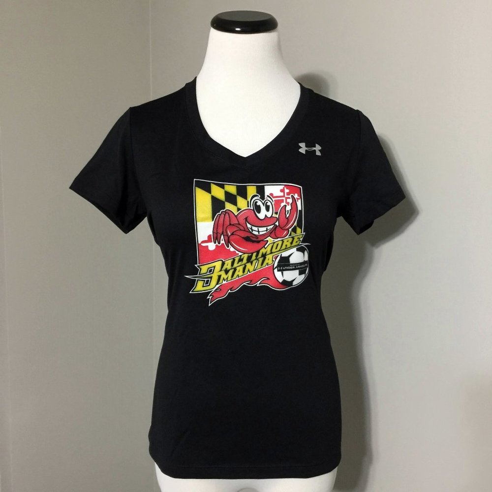 NEW Baltimore MANIA Soccer T Shirt S Womens Under Armour HeatGear Activewear Tee